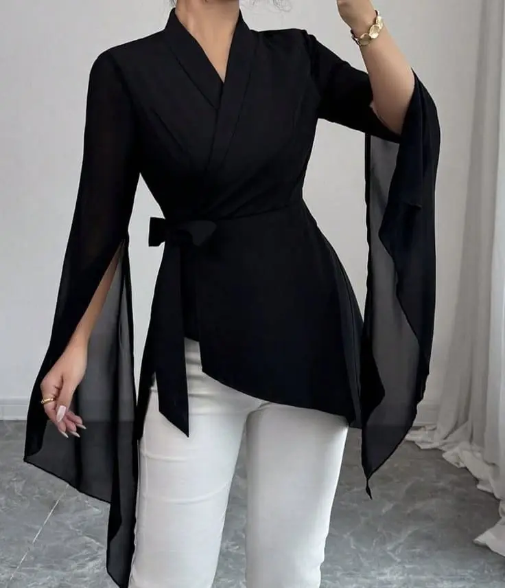 Elegant Black Chiffon Top